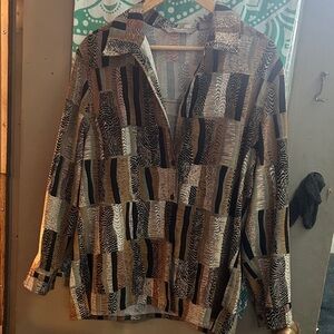 Men's Patchwork Casual Shirt - Black, Brown, Cream